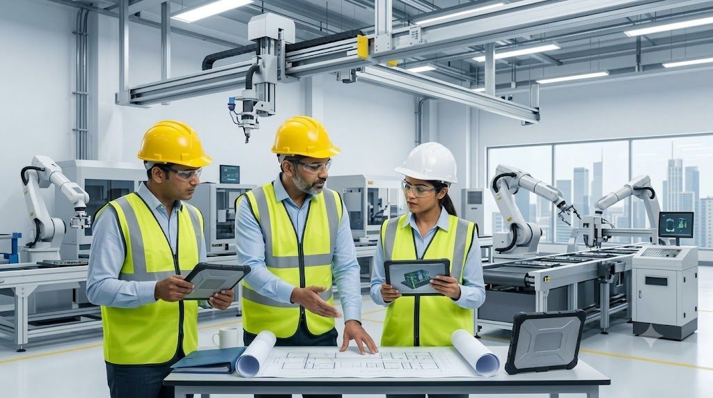 Automated production line on a smart factory floor